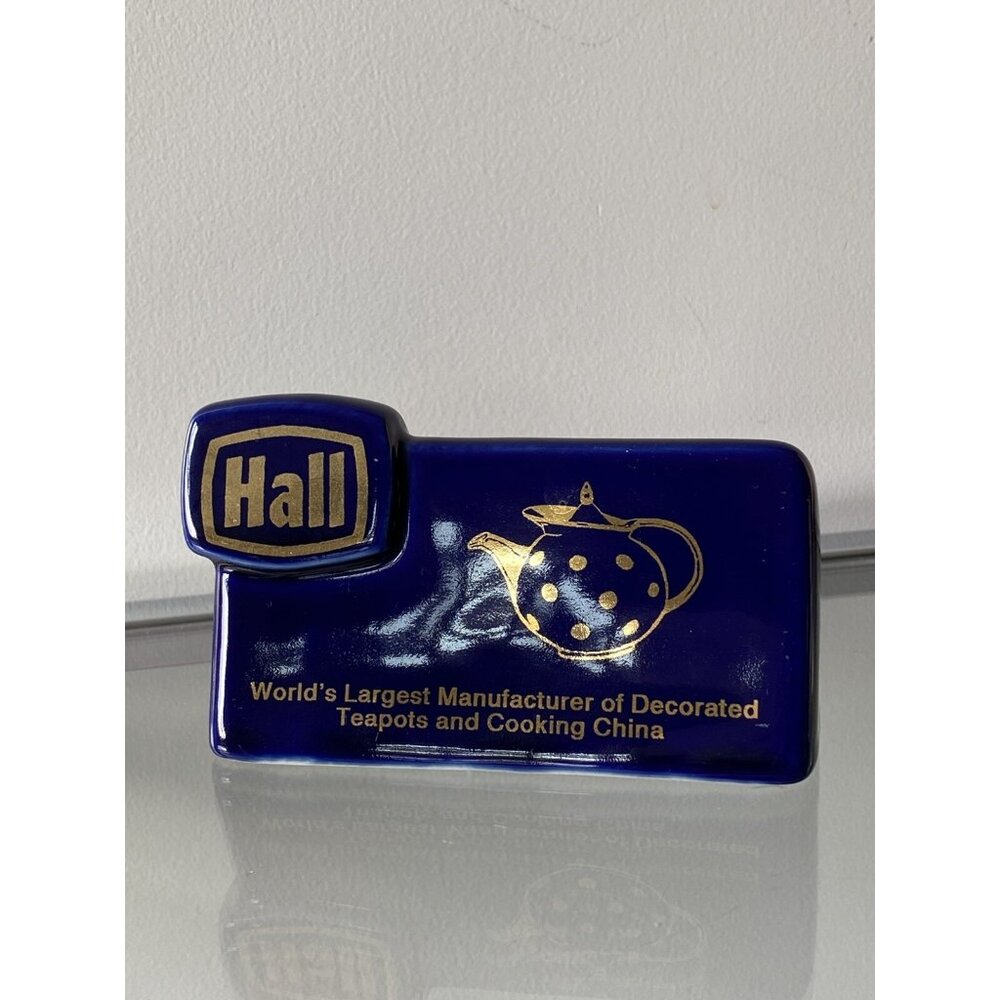 Shelf Display Sign Hall China Teapots Cobalt Blue Collectors Club 1994